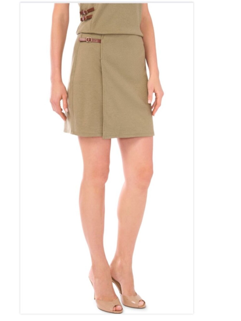 Parker Side Belt Mini Skirt Olive Green